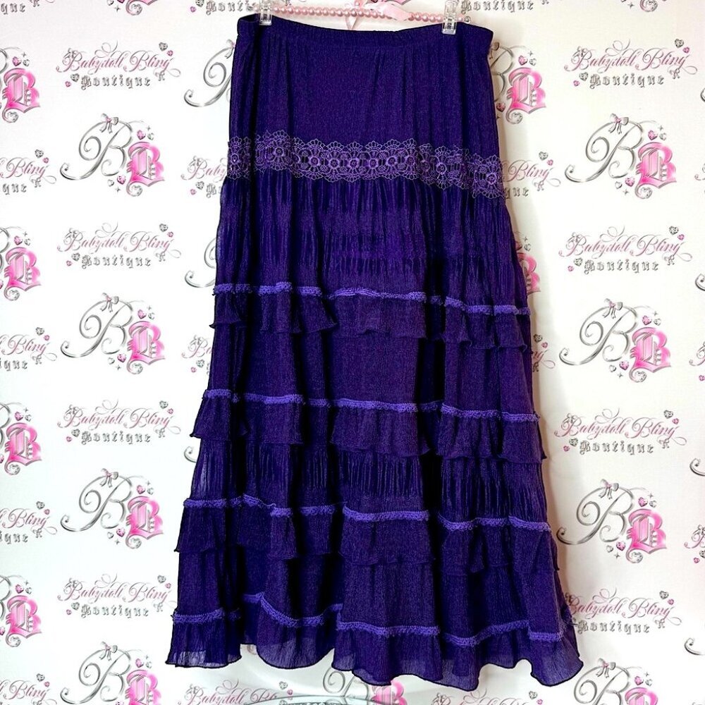 Temptations skirt ruffle frill boho design Purple Tiered Skirt